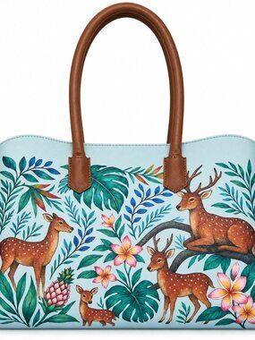 Printed Vegan Leather Top Handle Carryall Tote Bag for Women- Work, Daily Use